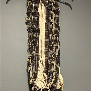 Brown and Cream Plaid Scarf